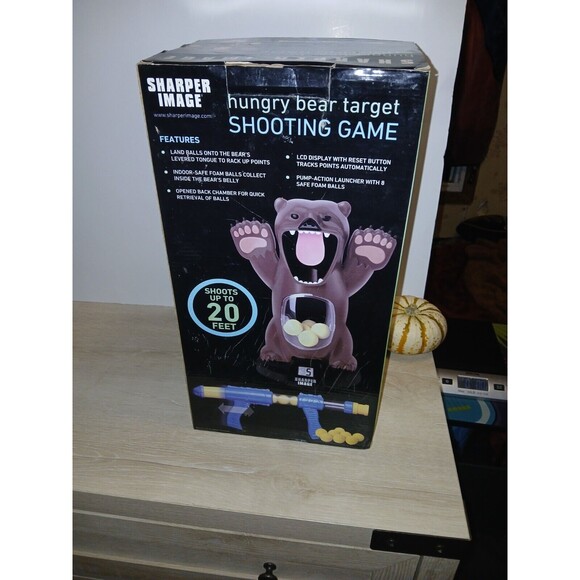 Sharper Image Hungry Bear Target Shooting Game With Box Launcher & 8 Foam Balls - Picture 2 of 16